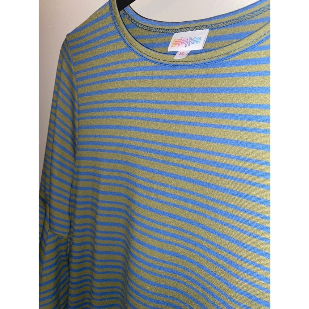 Lularoe Maureen green blue striped XL NWT